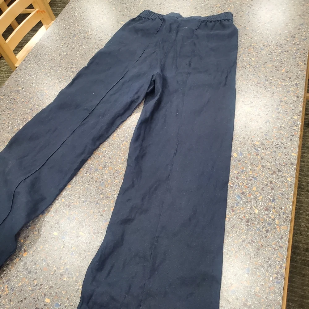 COS High Rise Wide Leg Semi Elastic Waist Pants Linen Flat Front Size 2